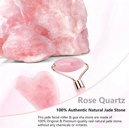 Rouleau de quartz rose et Gua Sha